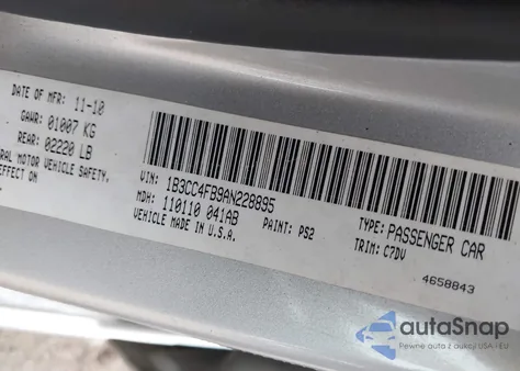 2010 Dodge Avenger Sxt из США, поврежденный, VIN 1B3CC4FB9AN228895